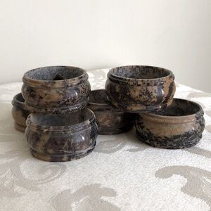 NWOT Vintage Stone Napkin Rings Set of 6
